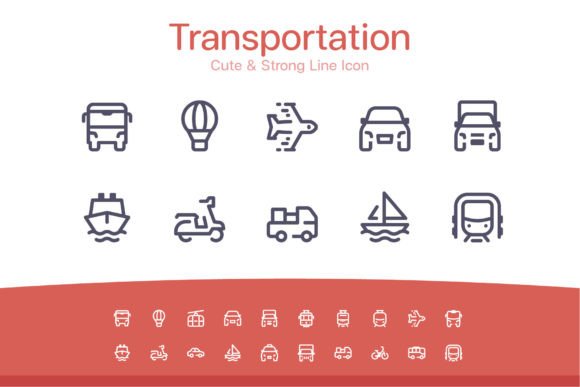 A Versatile Set of Transportation Line Icons for Modern Design