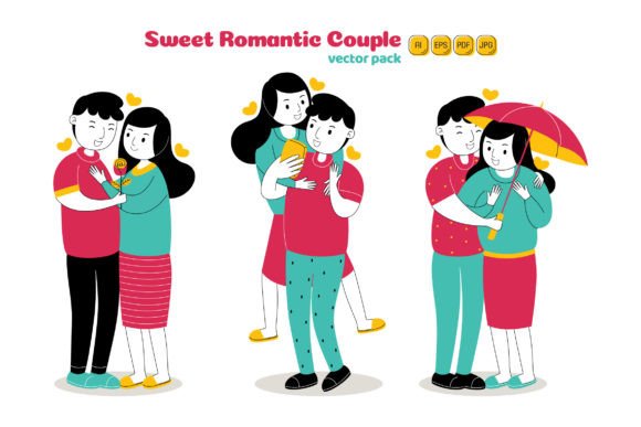 Sweet Romantic Couple Vector Pack 01: Versatile Visual Storytelling