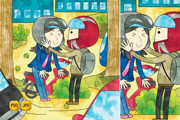 The Value of Versatile Design Assets: A Look at the Couple Preparing for Motorcycle Ride Illustration Pack